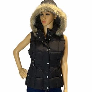 Guess Black Puffer Hooded Vest
